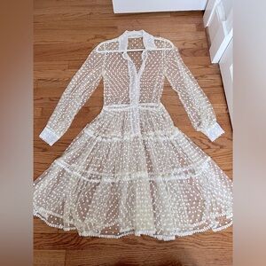 Cream Lace Midi Dress